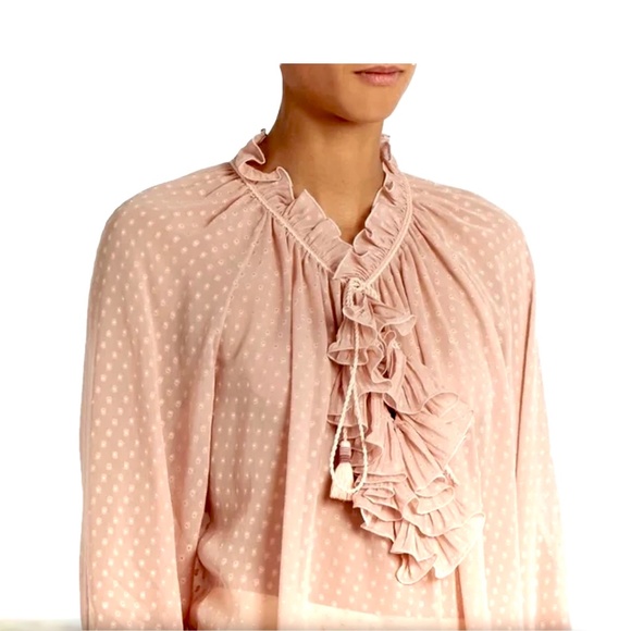 Roberto Cavalli Ruffle Silk-georgette Blouse Small - Picture 1 of 10
